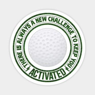 White golf ball with green grass saying text Magnet