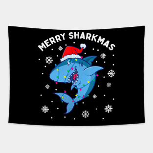 Merry Sharkmas Santa Christmas Sharks Lover Gift for kids Tapestry