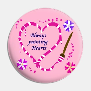 Valentine's Always Painting Hearts (fuschia pink purple) Pin