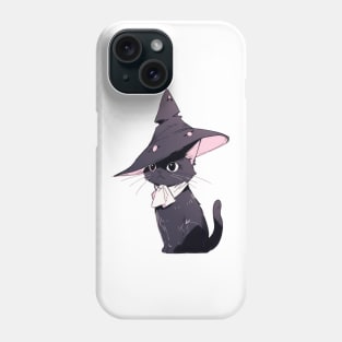 Black Cat Wearing a Witch Hat Phone Case