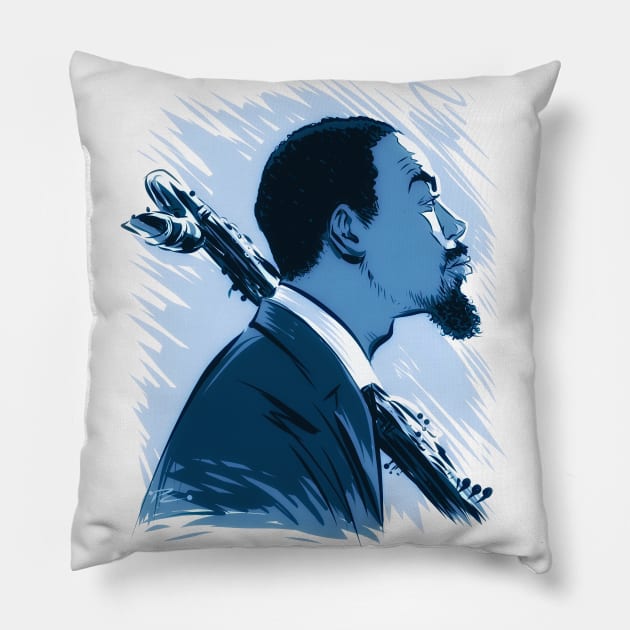 Eric Dolphy - An illustration by Paul Cemmick Pillow by PLAYDIGITAL2020