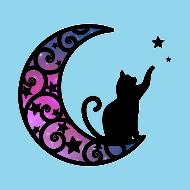 Starlight Moon Kitty Cat Silhouette by LittleBunnySunshine