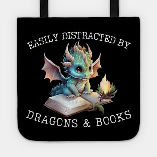 Easily Distracted By Dragons And Books Introvert Shirt Tote