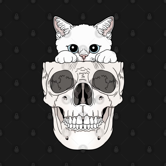 White Kitty & Skull by tiina menzel