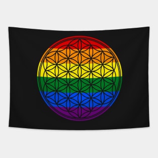 Flower Of Life Rainbow Flag Stripes Tapestry