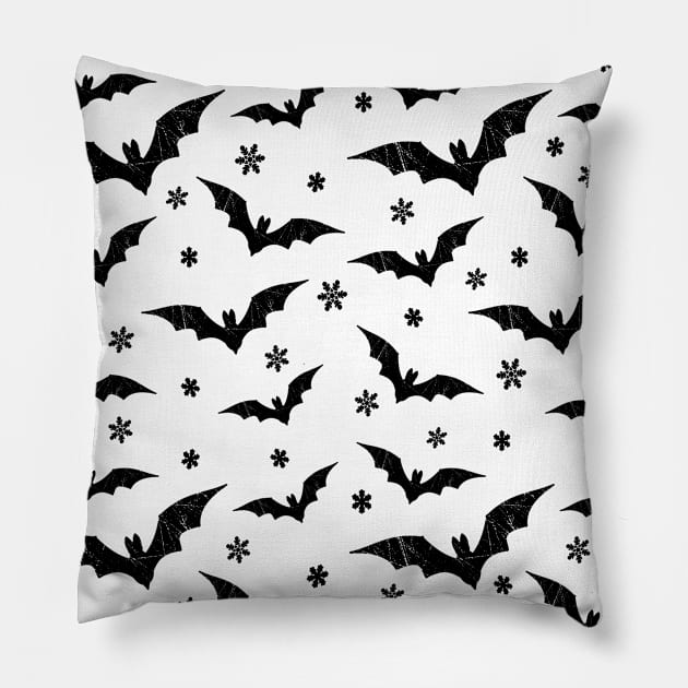 Creepy Bats Christmas Pattern Pillow by LunaMay