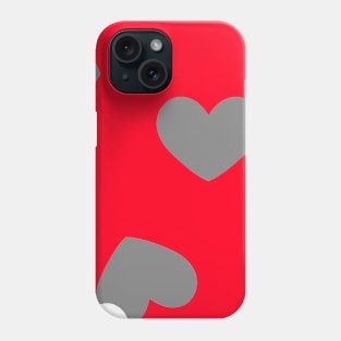 red heart black white background design Phone Case