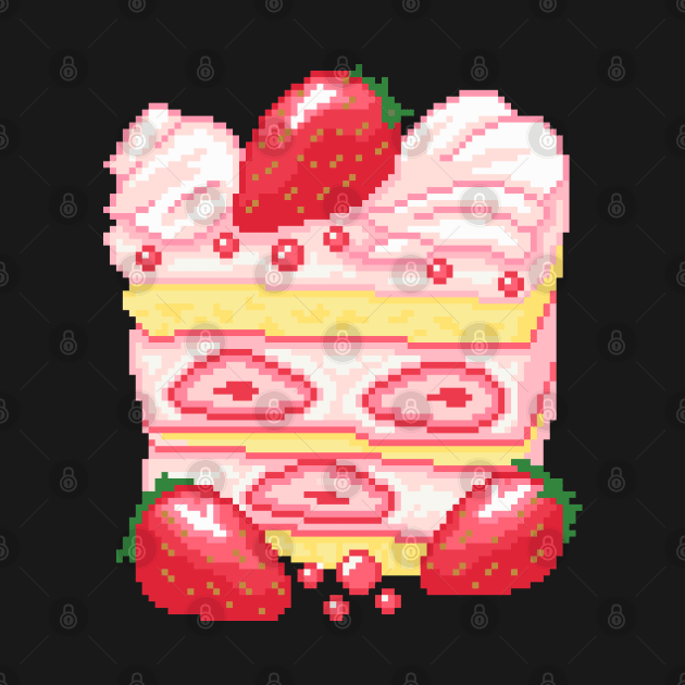 Strawberry Cake Pixel Art by AlleenasPixels