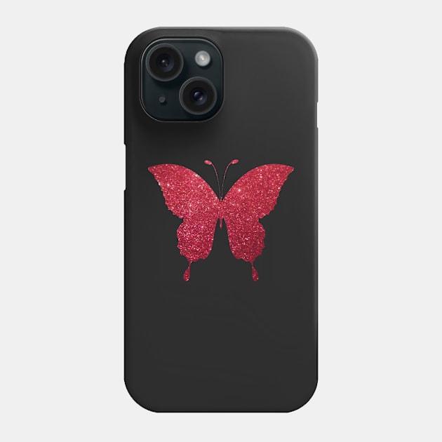 Red Faux Glitter Butterfly Phone Case by Felicity-K