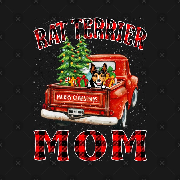 Christmas Rat Terrier Mom Santa Hat Truck Tree Plaid Dog Mom Christmas by intelus