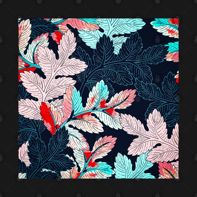 Bright Blue and Pink Branch Pattern by TheSkullArmy