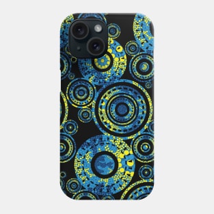 Aboriginal Art - Circles Black Background Phone Case