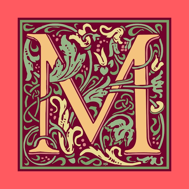 William Morris Vintage Letter M by MatchbookGraphics