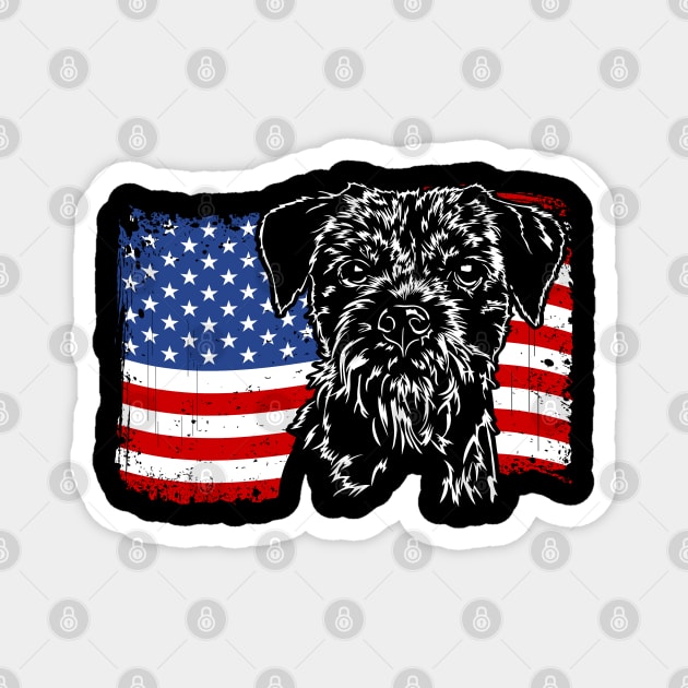 Border Terrier American Flag patriotic dog Magnet by wilsigns