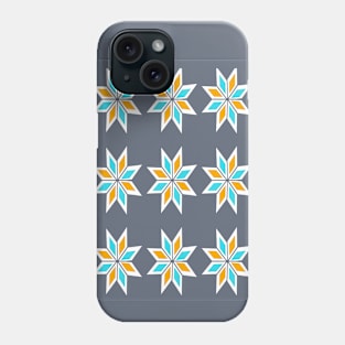 Retro Triangle Design in Blue and Yellow. Phone Case