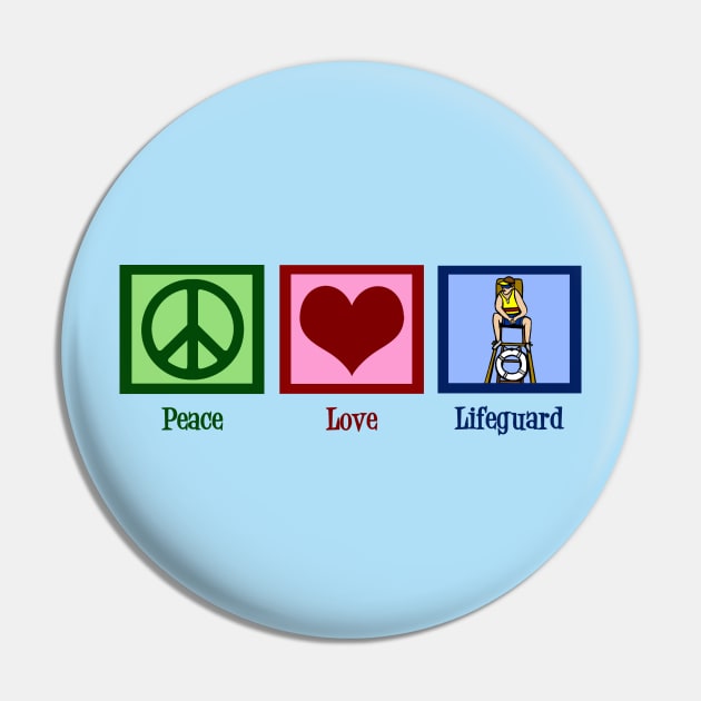 Peace Love Lifeguard Pin by epiclovedesigns