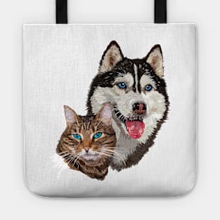 Cat and husky Tote