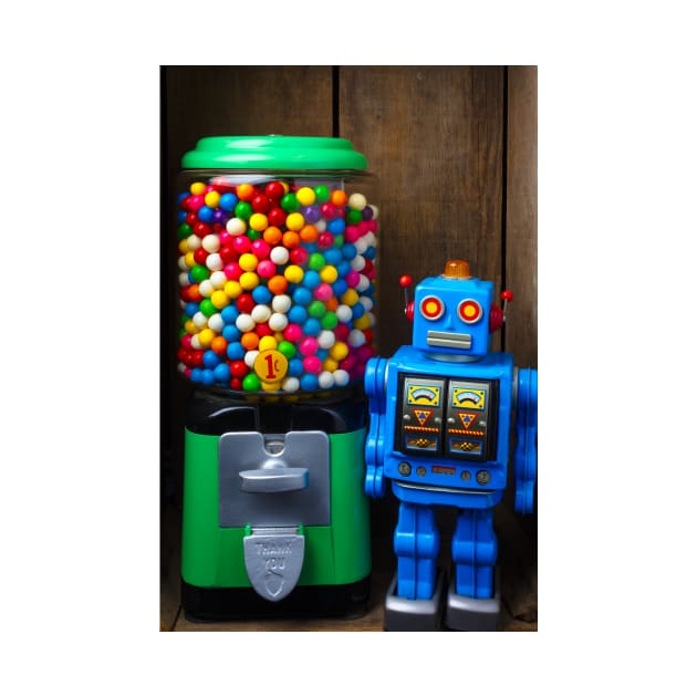 Gum Machine And Blue Robot by photogarry