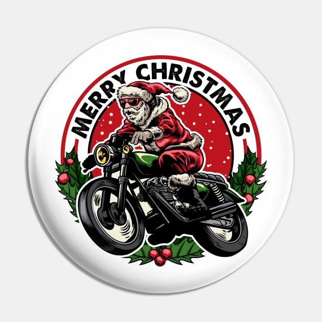 Biker Santa Pin by ManxHaven