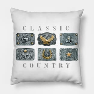 Classic Country and Western Belt Buckles Pillow