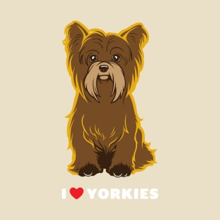 I Love Yorkies Dog Art T-Shirt