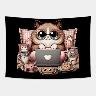 Meow-Mayhem: Adventures of a Hilarious Cute Cat Mom Tapestry