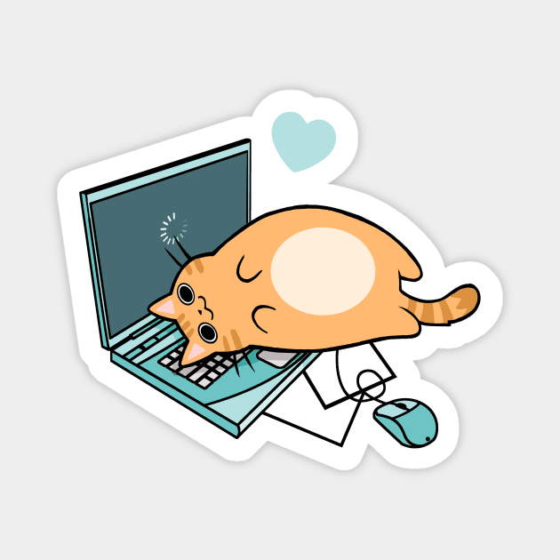 Cute Laptop Cat Magnet by SarahJoncas