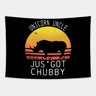 Unicorn Uncle Jus' Got Chubby Funny Vintage Rhino Gift Tapestry