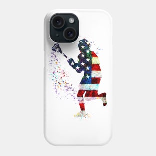 Lacrosse Boy American Flag Art USA Gifts Phone Case