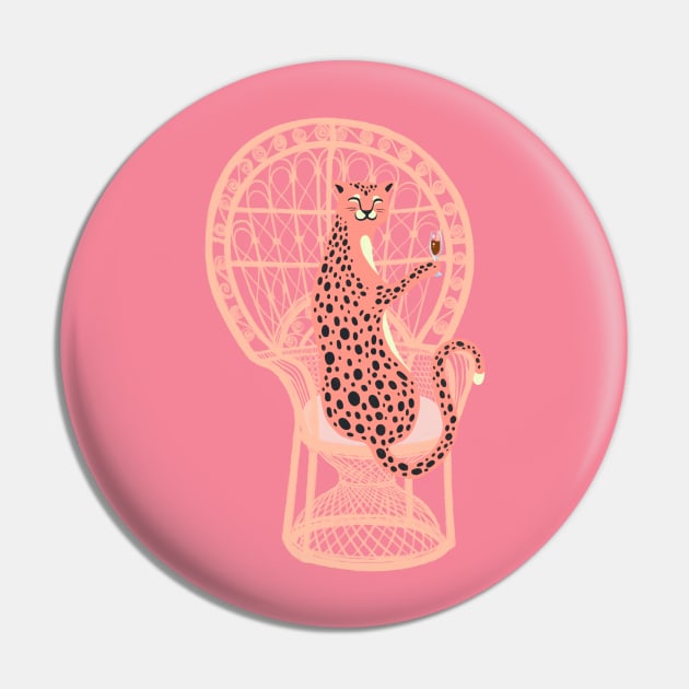 Pink Leopard big cat Pin by Chewbarber