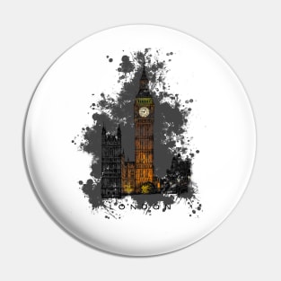 Big Ben with splatter, Tower of London at night, England. Pin