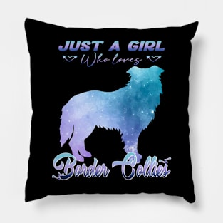 Just A Girl Who Loves Border Collies Play in Nature's Canvas on Tee Pillow