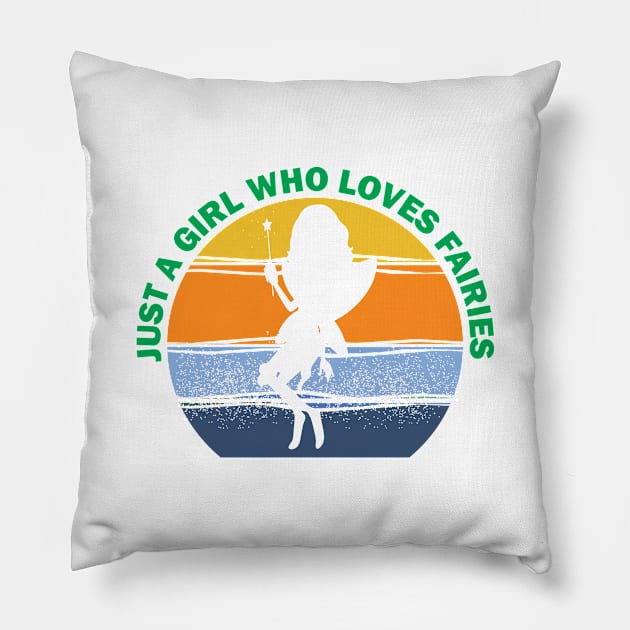 a girl who loves fairies Pillow by SurpriseART