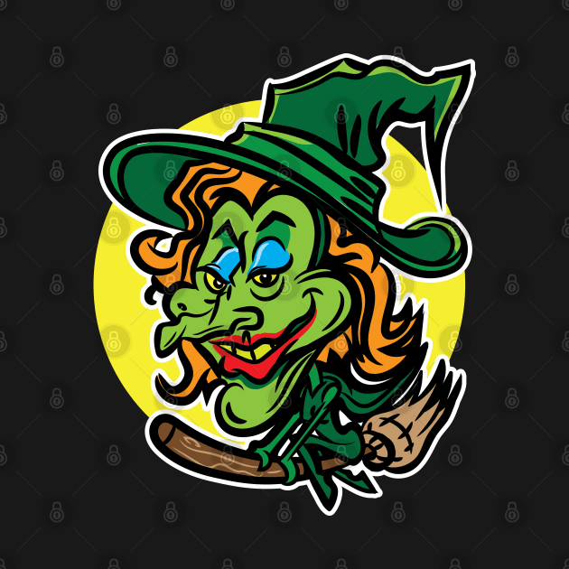 Witch on Broomstick by eShirtLabs