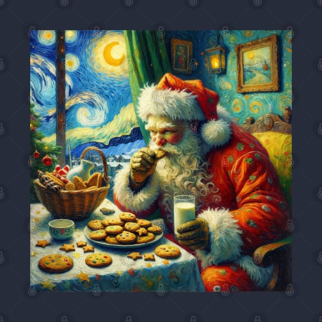 Midnight Feast: Santa's Cookie Time - Starry Night Inspired Art Prints by Edd Paint Something