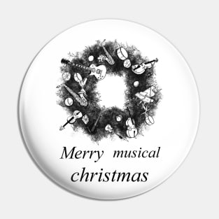 Christmas music wreath (Black) Pin