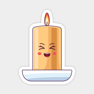 Cartoon Kawaii Burning Wax Candle with Laughing Face Magnet