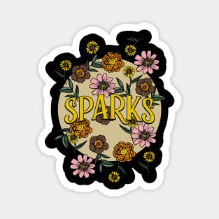 Sparks Name Personalized Flower Retro Floral 80s 90s Name Style Magnet