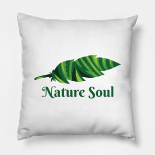 Nature Soul - Green Feather Graphic Illustration GC-104-04 Pillow