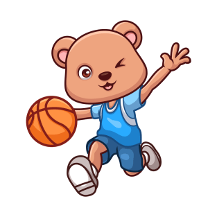 Basketball Bear Cute Cartoon T-Shirt