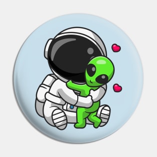 Cute Astronaut Hug Alien Cartoon Pin