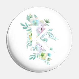 Botanical alphabet K green and purple flowers Pin