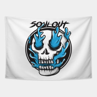 blue fire skull Tapestry