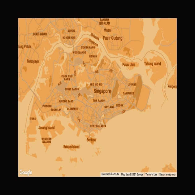 Singapore golden orange map by Mapmania