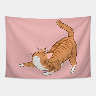 cat stretching Tapestry