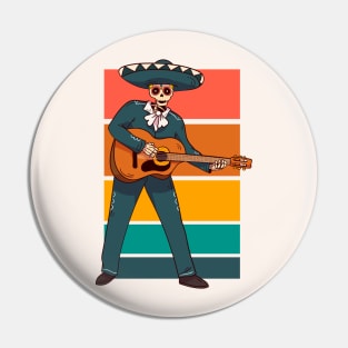 Dia de los Muertos Guitar Playing Mariachi Pin