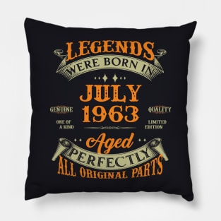 60th Birthday Gift Legends Born In July 1963 60 Years Old Pillow