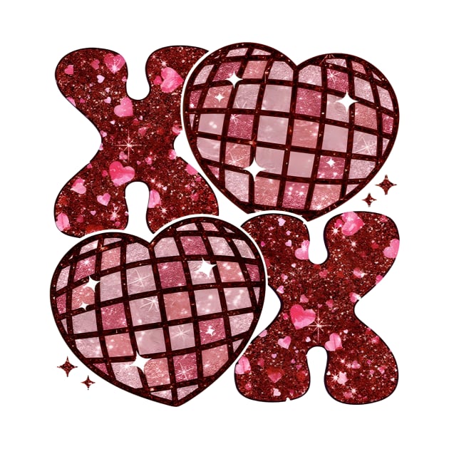 XoXo Heart Sequins Glitter, Valentine’s Day, Lover, Faux Embroidery by artbyhintze