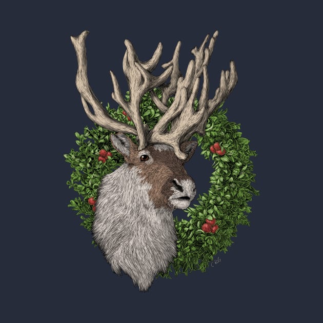 Reindeer with Wreath by Walking in Nature