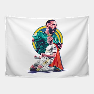 Benzema Reigns: Illustrating the Majesty of a Football King Tapestry